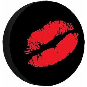 MIYASANG Kiss Me Print Spare Tire Cover Sexy Red Lips Lipstick Romance Glamour Desire Weatherproof Universal Wheel Protectors Camper Tire Covers for Trailer Rv Travel(17 inch)