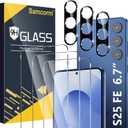 [3+3 Pack] Pack Galaxy S25 FE Screen Protector, HD Clear Tempered Glass, Fingerprint Unlock, 3D Curved, Scratch Resistant, No Bubble for Samsung Galaxy S25 FE 5G Glass Screen Protector