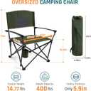 DMH OUTDOORS 2 Pack Oversized Camping Chairs for Adults Heavy Duty 400 LBS, Folding Camp Chair with Hard Metal Armrests & Swivel Cup Holder, Portable Lawn Chair for Outdoor, RV, Tailgating, Green