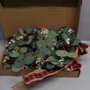 4PACK Mini Christmas Faux Kitchen Cabinet Wreaths with Red Black Plaid Ribbon Artificial Green Leaves Red Berries Hanging Wreaths for Home Front Door Christmas Holiday Indoor Decor