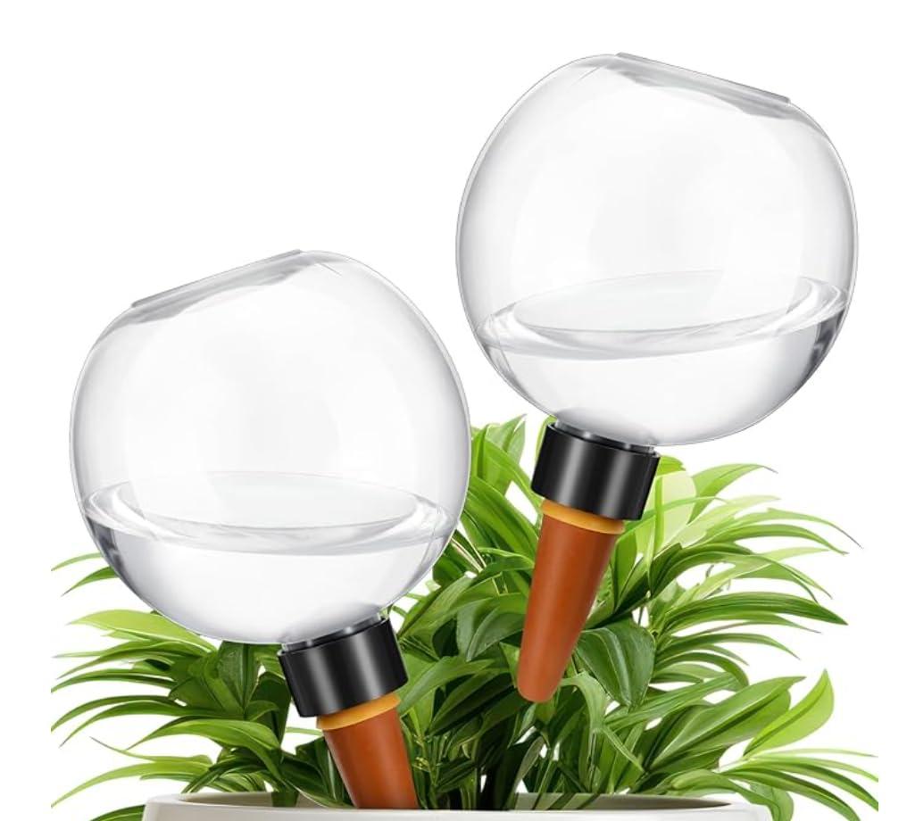 Domensi 2 Pcs Watering Globes Automatic Plastic Self Watering Planter 17 oz for Indoor Plants Drip Irrigation with Slow Release Control for Garden(2 Pcs)