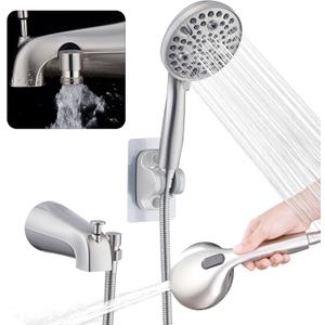 All Metal Bathtub Faucet with Sprayer 10 Settings, Universal Fit 1/2" IPS, Tub Spout with Diverter Brushed Nickel