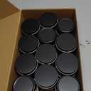 Patelai Black Aluminum Tin Cans 24 Pcs 4 oz Round Metal Tin Jar Containers Refillable Aluminum Storage Cans with Screw Lid and 10 Sheets Label Sticker for Salve Spice Candy Candle