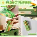 2 in 1 Mini Bag Sealer with Cutter and Magnet,Portable Handheld Rechargeable Heat Sealer, Crocodile Design Portable Sealing Machine Small Package Sealer for Chip Snack & Food Storage Travel(2pcs) (Green,Purple)