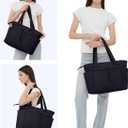Wandering Nature Puffer Tote Bag with Cup Holder & Laptop Compartment & Trolley Sleeve for Travel, Work, Nurse, Women