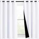 NICETOWN Pure White 100% Blackout Lined Curtains, 2 Thick Layers Completely Blackout Window Treatment Panels Thermal Insulated Drapes for Kitchen (1 Pair, 46" Width x 54" Length Each Panel)