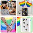 2 x 200Pcs Mini LGBT Progress Pride Stickers, 3D Waterproof LGBTQ Gay Pride Rainbow Sticker Lesbian Bisexual Transgender Support Decal for Your Name Badge Parade Event Stuff Party Supplies
