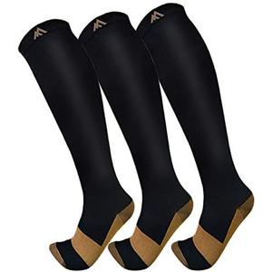 FuelMeFoot 3 Pack Copper Compression Socks - Compression Socks Women & Men Circulation - Best for Medical,Running,Athletic L XL