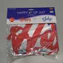 Beistle Foil Happy 4th of July Streamers 2 Count, Patriotic Independence Day Red Silver Blue Party Decorations with White Ribbon, USA American Holiday Party Supplies for July 4th, 10 x 5