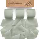 Vitalizart Sage Green Handmade Chiffon Silk Ribbon Fringe 3 Rolls 1.5" x 21 Yd Frayed Edges Ribbons for Wedding Invitations Bridal Bouquets Gifts Wrapping Crafts Holiday Decor