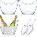 3 Pcs Ice Bucket for Parties Champagne Drink Plastic Acrylic Bucket for Cocktail Mimosa Bar Beverage Tub with Scoops for Champagne