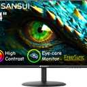 SANSUI Computer Monitor 24 inch Eye Care FHD 1080P Display HDMI,VGA Ports with 178 Viewing Angle/Frame-Less/Tilt/VESA Compatible for Office and Home