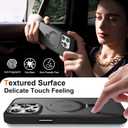 Magnetic for iPhone 14 Pro Max Case with Ring Stand, [10 FT Drop Protection] [Velvety Touch] Slim Translucent Matte Back Shockproof Phone Case for iPhone 14 Pro Max 6.7'', Space Black
