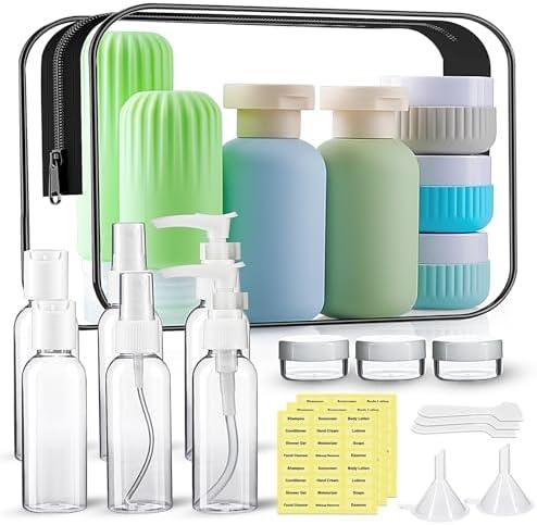 Travel Bottles for Toiletries, 25 Pack TSA Approved Travel Size Containers for Toiletries, Leak Proof Refillable & Squeezable Toiletry Bottles Kit with Clear Bag for Shampoo Lotion Cream Conditioner