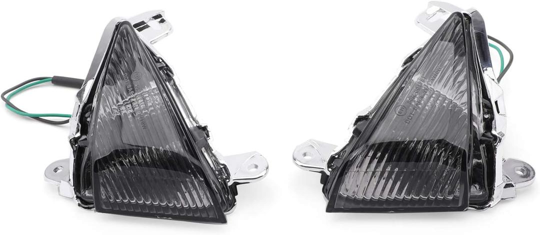 Areyourshop Front Turn Signals For Lens for Kawasaki ZX14R 2006-2010, ZX10R 2006-2007, ZX636/ZX6R 2005-2010, Ninja 650F 2006-2008, Concours 2008-2010 (Smoke)