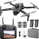 5G HD Dual Camera GPS Drone with 360° Laser Obstacle Avoidance,3,280ft RC Range, Brushless Motor, Optical Flow Positioning, Follow Me, Circle Fly, Return Home, Low Voltage Protection, APP Control, 4.5 Inch Screen, 7.4V 3000mAh 2 Batteries (30 Min Flight), ABS Durable, 4GB SD Card, Carry Case, 8 Propellers, Type-C Charging Cable, Beginner-Friendly FPV RC Quadcopter