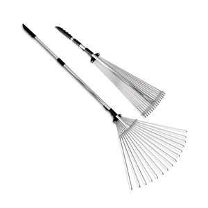 Adjustable 32 to 63 Inch Extendable Metal Tool for Lawn Care - Collapsible Garden Design with Steel Tines, Tight Spaces & Yard Debris Handling, Non-Slip Ergonomic Handle