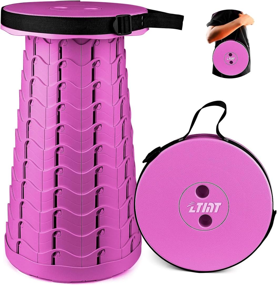 Portable & Lightweight Foldable Camping Chair for Adults, Heavy Duty Folding Stool with Adjustable Shoulder Strap, Perfect for Picnic, Beach, Backyard, and Sporting Events, Max Weight 400lbs (Purple)