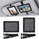 2 x Koongloong 2PCS Car Picture Frame PU Leather Sun Visor Photo Holder with Elastic Band Fit 4x5.5 Inch Pictures Vertical and Horizontal Universal Black