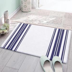 Bathroom Rugs Bath Mats Farmhouse Navy Blue and White Stripe Soft Plush Microfiber Carpet Rug, Soft Non-Slip Highly Absorbent Floor Mats Machine Washable 16x24Inch