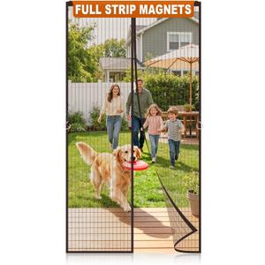 Magnetic Screen Door Mesh, Easy Install, Heavy Duty Fiberglass,Self Sealing Door Screen for Single Door Size 36 x 80 Inch, Screen Door Size 38 x 82 Inch