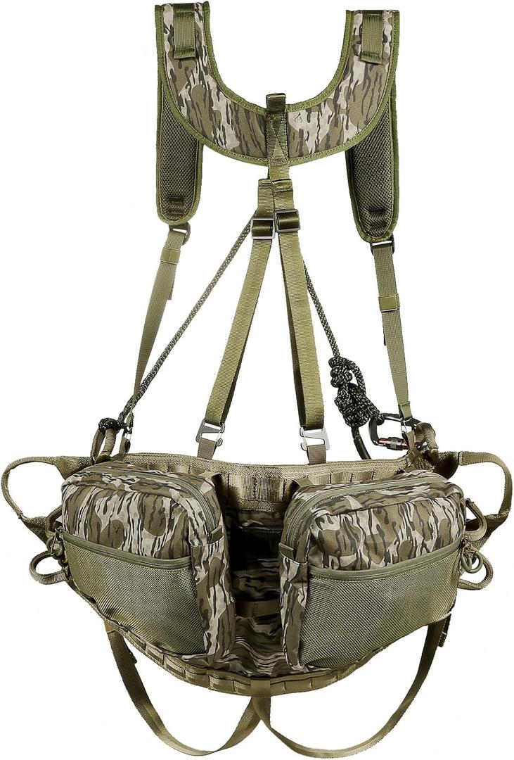 Hunting Saddle, The Gen 3 Hunting Saddle, Comfortable Tree Saddle Hunting System, Includes Bridge, Expandable Saddle, 2 x Tree Saddle Dump Pouch and Saddle Harness (Bark Camo)
