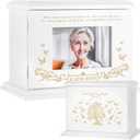 Cremation Urns for Human Ashes Adult Male or Female, Urn for Ashes for Women, Wooden Picture Frame Urns Box and Casket, Funeral Memorial Urns Box, Men Women Child, Holds 255 lbs (White)