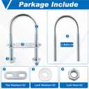 Therwen 16 Sets Round U Bolts Zinc Plated Steel Round Bend U Clamp with Nut Plate Washer (M8 x 42 mm X 100 mm)