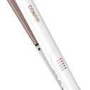 Conair Double Ceramic Flat Iron, 1-Inch Flat Iron Hair Straightener, Five Heat Settings, Extra Long Floating Plates, White