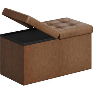 SONGMICS 30 Inches Folding Storage Ottoman Bench with Flipping Lid, 15"D x 30"W x 15"H