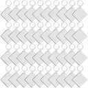 Duufin 120 Pieces Square Sublimation Keychain Blanks Double Side Heat Transfer Blanks MDF Key Rings Blank Board Key Chain Blanks for Sublimation DIY and Craft