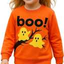 HILEELANG Toddler Halloween Sweatshirts Fall Cotton Pullover Tops with Pumpkin Bat Boo Prints for Boy Girl Sizes 18M7Y (4T)