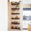 HomeBuddy Pantry Door Organizer - 6 Basket Over The Door Organizer, Sturdy Back of Door Storage Organizer with 3 Sets of Padded Hooks - Door Shelf for Kitchen, Bathroom, Wardrobe