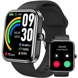TOZO S3 Smart Watch for Men Women for iPhone&Android, 1.83" Fitness Tracker Bluetooth Call [Answer/Make], IP68 Waterproof Sleep Monitor, 100+ Sport Modes Black