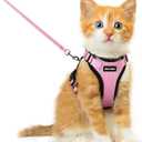 Dooradar Cat Harness and Leash Set, Escape Proof Safe Adjustable Kitten Vest Harnesses for Walking, Easy Control Soft Breathable Mesh Jacket with Reflective Strips for Cats, Pink, XL