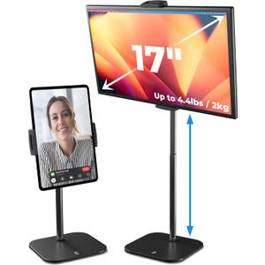 COOPER TabStand, 20" Tall iPad Stand for Desk, Portable Monitor Holder up to 17" Holds 4.4lb, Desktop Tablet Stand, Tablet Mount, Apple iPad Holder for Desk, for Samsung, Kindle, Fire (Night Black)