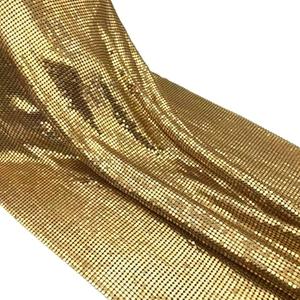 Sparkly Metal Mesh Fabric, 13 x 70 in, Chainmail Jewelry Dress Craft Bag Making (Golden)