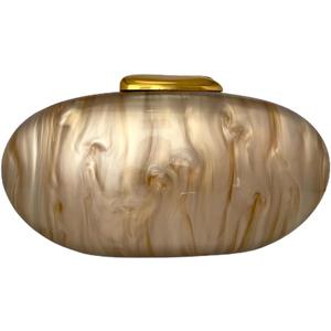 Shell Acrylic Evening Clutch Purse for Women Egg Shape Acrylic Handbags Oval Wedding Party Shoulder Crossbody Bag (Gold)