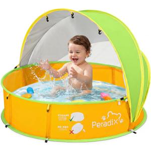 Peradix Paddling Pool for Kids & Pets Infant Ball Pit Tent, Portable Baby Beach Tent, 4-in-1 Pop Up Pool Tent with UV Adjustable Canopy, Indoor/Outdoor Playpen Foldable Toys for Child Summer 2026