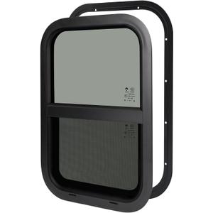 RV Window,Camper Replacement Vertical Sliding RV Window for Cargo Trailer Utility Travel Trailer Cargo Van Truck SUV 14" W x 22" H,Fit 15/16" or 1-3/8" Thick Wall,Allow Error 1/16",DOT Approved