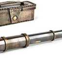 V.Empire Handcrafted Telescope | with Box | Functional Vintage Replica Brass Nautical Antique Gifts for Men | Brass Nautical Spyglass & Collectible Decor | for Kids | 15 Inches