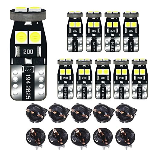 12V White T10 W5W 158 168 194 2825 Instrument Cluster Light LED Bulb Replacement For Dashboard Dash Panel Gauge Indicator Lamp with Socket Cross PC168 PC175 PC194 PC195 PC160 PC161 PC195NA