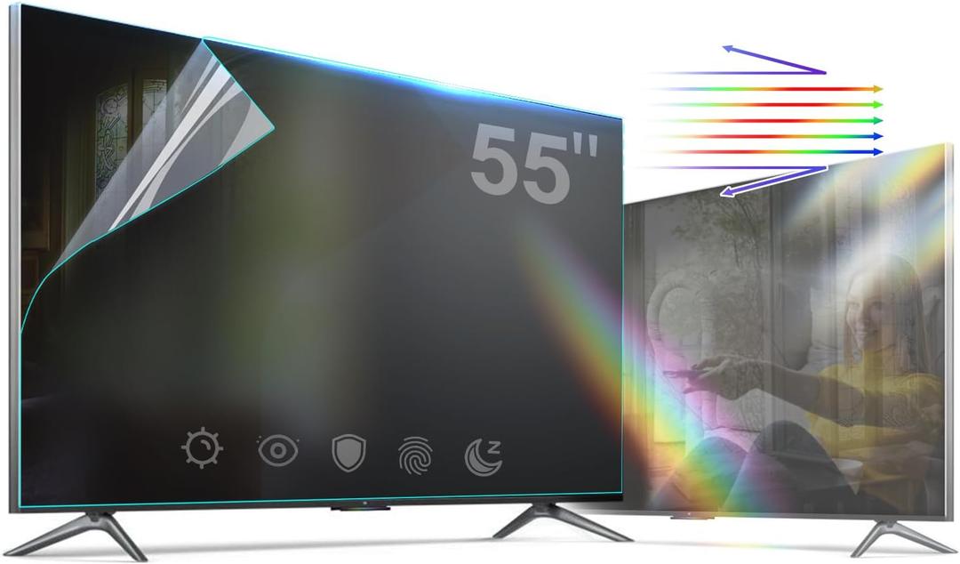 55 TV Screen Protector Anti Glare Film for 55 Inch, Blue Light and Glare Film for 55 TV Outdoor Glare Shield,Screen Reflection Reducer