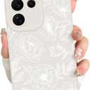 for Samsung Galaxy S24 Ultra case Silicone White Floral Rose Cute Pattern CaseCamera Protection Soft Slim Phone Case for Girls Women - White