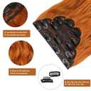 WECAN Clip In Hair Extensions 20 Inch 6pcs Copper Red Long Wavy Curly Hair Extensions Ginger Synthetic Fiber Double Weft Soft Hairpieces For Women Full Head