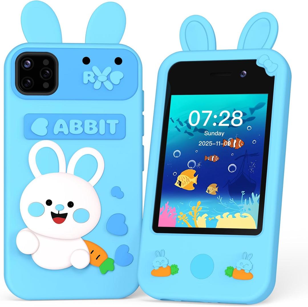 Kids Smart Phone Toy  Toddler Cell Phone 2.8" Touchscreen Dual Camera with 20 Puzzle Games, Safe No WiFi for Kids 36, Educational Play Phone, Durable for 5 Year Old Boys Girls (Blue)