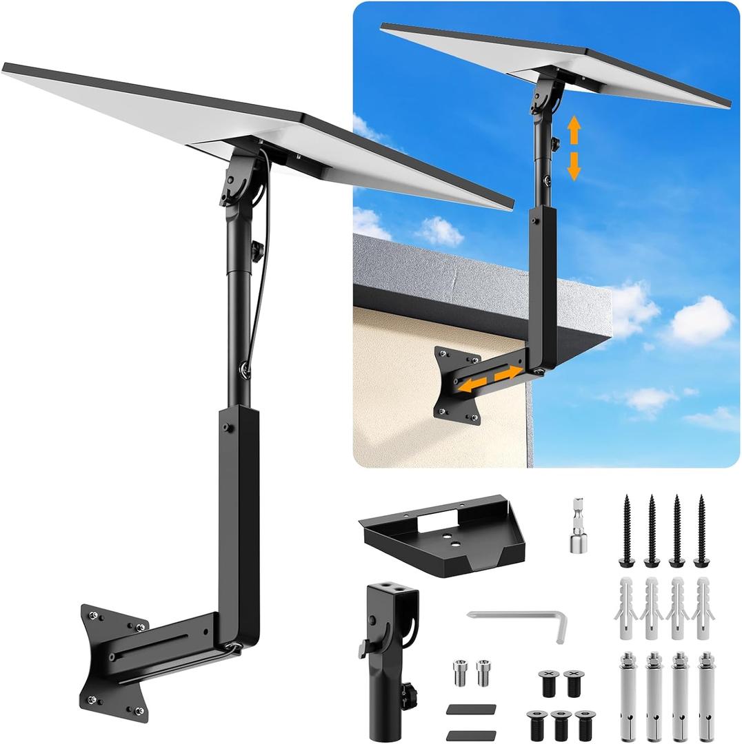 Starlink Mount, Adjustable Starlink Wall Mount Gen 3 with Telescoping Support Arm, Rustproof, Weatherproof for Concrete Walls and Wood Walls, Easy Installation Black (9.4-14.5 Inches Starlink Mount)