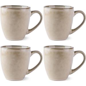 GBHOME Ceramic Coffee Mugs Set of 4, 12oz Stoneware Coffee Mugs Set For Dad Mom Women MEN, Light Weight Ceramic Coffee Cups for Latte/Tea/Beer/Hot Cocoa, Dishwasher & Microwave Safe,Cappuccino