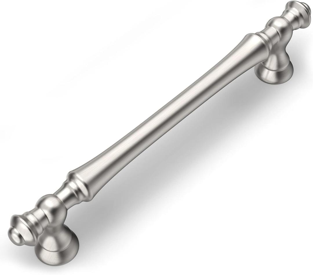 Amerdeco 10 Pack Brushed Satin Nickel Cabinet Hardware - 5 Inch(128mm) Hole Center Kitchen Cabinet Handles for Bathroom and Dresser Pulls - ZH0014