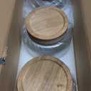 KEYWING 88oz Large Glass Jars with Airtight Acacia Wood Lids, Set of 3 Food Storage Containers for Flour, Sugar, Rice, Pasta, Cereal, Cookies Includes 126 Labels
